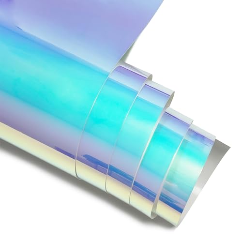 Efuncro Holographic Heat Transfer Vinyl-12'' x 6FT Holographic HTV for Shirts, Pillow, Holographic Iron on Vinyl for Heat Press Machine, Matellic Sheen, Easy to Cut & Weed (Rainbow White)