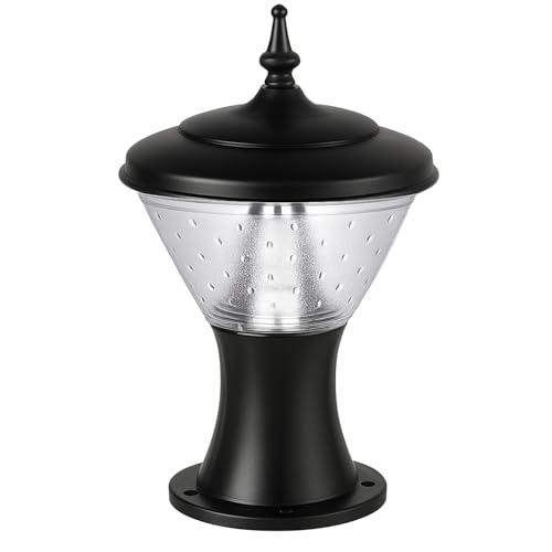 Image of Gigawatts GWSRWW-01 Outdoor Gate Light - 12W Integrated Light 101% Rust & Waterproof Polycarbonate, ABS, PP Pillar Lamp Base Mount Black Exterior Fixture for Garden, Boundary & Home Entrance