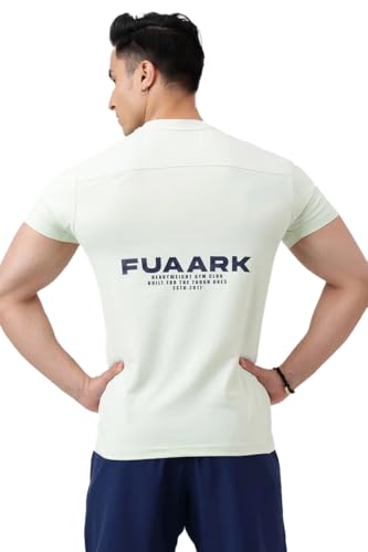 Image of FUAARK Men's Polyester-Cotton Blend Slim Fit Gym Workout & Sports T-Shirt