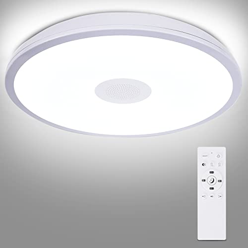 Horevo Bathroom Ceiling Light Fixture, Waterproof Ip65 Ceiling Lamp With Remote Control, 18W Led Music Ceiling Light With Bluetooth Speaker, Fcc And Ul 1598 Certified For Kitchen, Laundry, Hallway. #TOP1