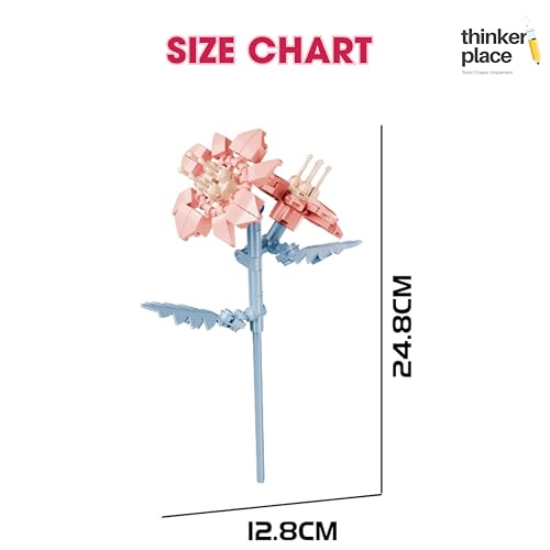 Image of STEM Peach Blossom Flower Building Blocks Set (78 Pcs, 12-in-1) | DIY Flower Pen Stand Kit for Kids 6+ Years (Boys & Girls) | Creative Craft & Learning Toy | Ideal Gift for Kids