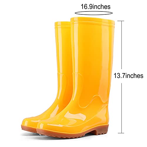 Zeho Unisex Tall Rain Boots Non-Slip Boots Waterproof Rain Shoes, 100% Waterproof Submerged Under Water, Not Just Against Rain Yellow 10 Women/10 Men #TOP1