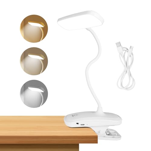 AiQInu Luz Lectura con Clip, Luz de Lectura con Flexo Pinza, Lampara Lectura Cama, Lampara Lectura Flexible de 360°, 18 Led Lampara Pinza, Lampara Lectura Cama, 3 Temperaturas de Color