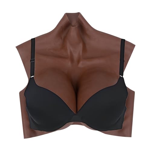 Silicone Breastplate Fake Breast Crossdresser Fake Boobs Dark Skin Breast Plate for Dragqueen Cosplay Plus Size
