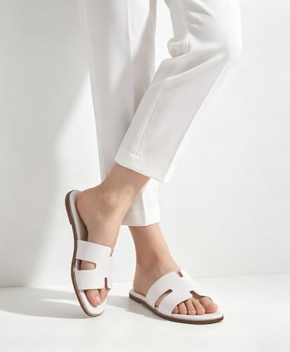Image of KIDMI Women's Dressy Flat Sandals, Comfortable Slip On Summer Slides, Fashion Open Toe Casual Sandals