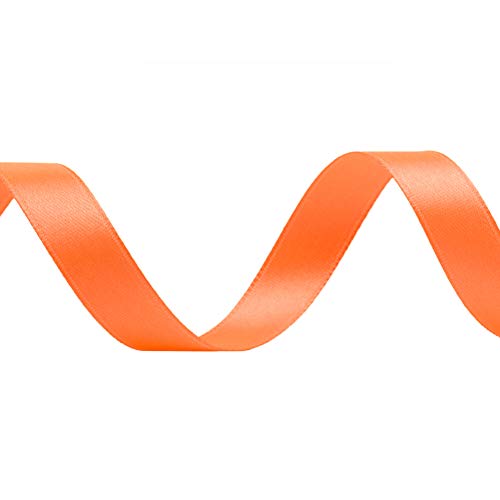 Image of Solid Color Double Faced Orange Satin Ribbon 1 /2 inch X 25 Yards, Ribbons Perfect for Crafts, Wedding Decor, Bow Making, Sewing, Gift Package Wrapping and More