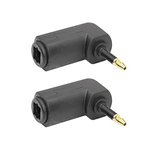YACSEJAO Mini adaptador de audio óptico, 2 unidades, 90 grados, chapado en oro de 24 quilates Toslink a conector de 3,5 mm, cable de audio óptico digital S/PDIF