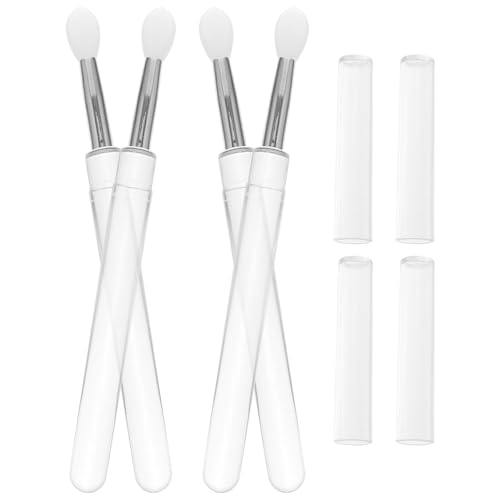 Healifty 4 piezas Brochas de Labios de Silicona con Tapa Antipolvo Aplicadores de Maquillaje Reutilizables para Labios y Sombras de Ojos Portátil de Transparente