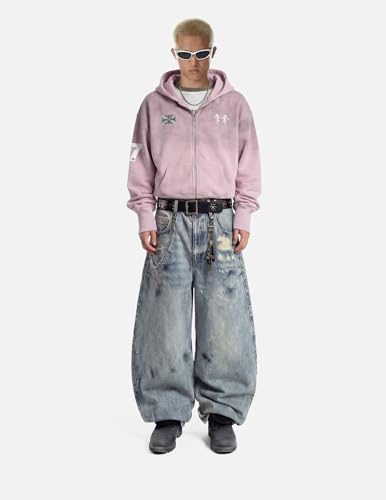 Aelfric Eden Boxy 77 Zip Up Hoodie Vintage Washed Graphic Fleece Hooded Sweatshirt Streetwear Varsity Jacket Pink Small - image 2