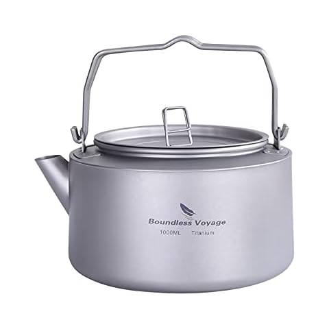 Boundless Voyage Titanium Kettle with Folding Handle & Filter Ultralight Teapot Outdoor Camping Coffee Pot for Boiling Water Coffee Tea Cover