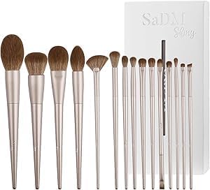 Conjunto de Pincéis de Maquiagem SaDM Shiny com 15 Peças e Cerdas Sintéticas