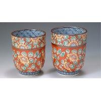 Amazon | 清水焼 赤濃牡丹唐草 組湯呑 UIN013 [ホーム＆キッチン