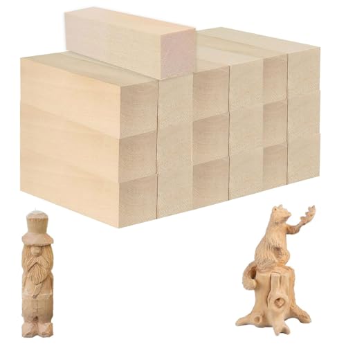 Madera Para Tallar, 20 Piezas Juego de bloques de madera, 10 x 2,5 x 2,5 cm Bloques de Madera Tallada, Bloques para Tallar sin Tratar, para Aficionados a la Talla, Bricolaje Manualidades