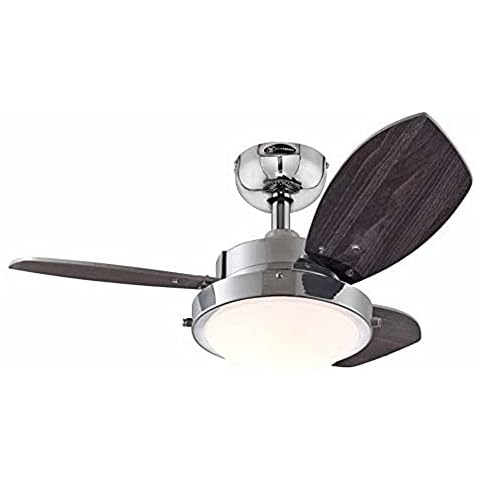 76 cm Deckenventilator Wengue 78763 mit Einzelleuchte und drei Flügeln, Ausführung in Chrom Cover