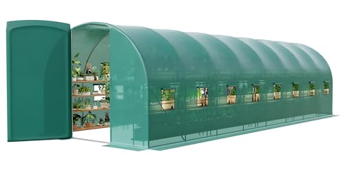 GarveeLife Walk-in Greenhouse Tunnel 28x10x7.5 ft,Galvanized Steel Tunnel Greenhouse with