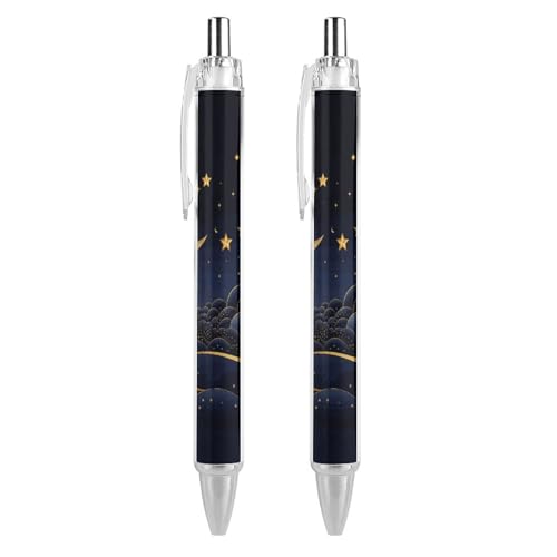 RTFGHJS There Are Stars And Moon On It �{�[���y�� �i�[���{�[���y�� ���炩��0.5mm �����M�L�y�� �u���b�N�C���N�y�� �j�����p 2�{