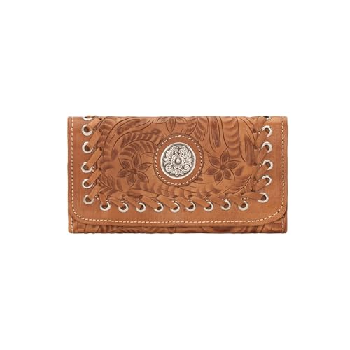 American West Leather Tri-fold Wallet for Women - Harvest Moon Tan Billfold