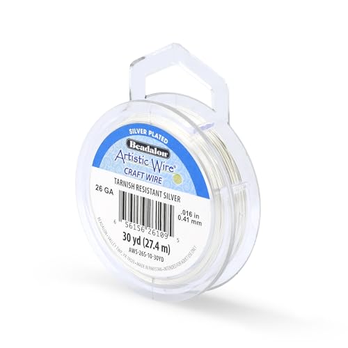 Image of Artistic Wire | 26 Gauge Silver Plated Copper | Tarnish Resistant Jewelry Craft for Wire Wrapping, Beading & Floral Projects | 30 yd Spool