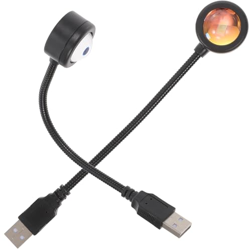 Alipis USB Powered Sunset Projection Lamp 2 Pack Portable Night Light for Bedroom Living Room Car Party Atmosphere Lighting with High Brightness Led and Heat Dissipation Lens