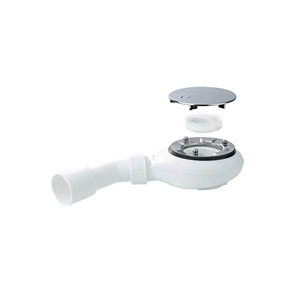 Trapflex Set - Ablaufgarnitur Viega Tempoplex 6963 + Haarsieb + Gleitmittel | Chrom Abdeckung | Hohe Ablaufleistung – Bild 4