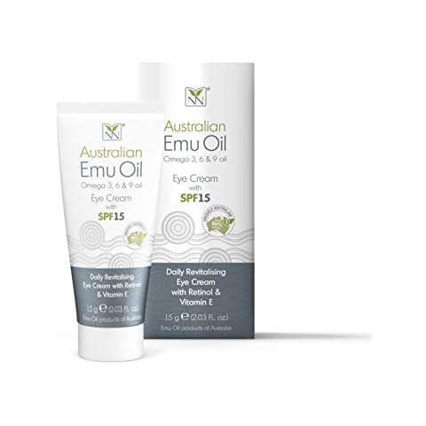 Y-Not Natural - Emu Oil Daily Revitalizing Eye Cream with Retinol, Vitamin E, A, C & D (15 g Tube) | SPF 15 Sun Protection Anti Aging Facial Skin Care to Reduce Puffiness, Fine Lines & Dark Spots Cover