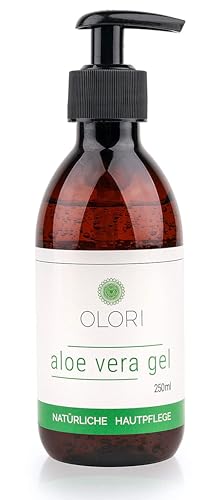 Aloe Vera Gel dermatest geprüft 250ml - Kaltgepresst, ohne Duftstoffe & natürlich - Alovera Gel mit Pumpspender ideal als After Sun & Sonnenbrand Hautpflege - Wirkt kühlend für Haut & Körper