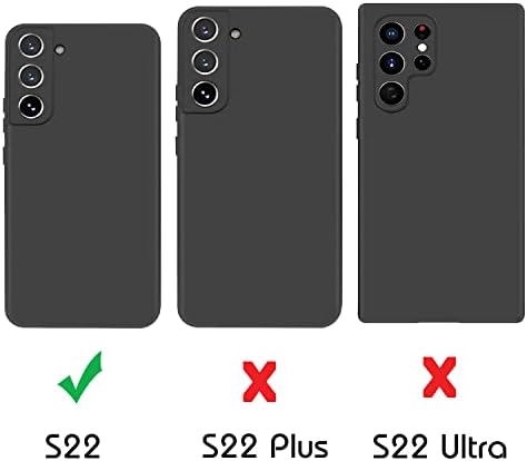 For Samsung Galaxy S22 - BLACK Case Liquid Silicone [Lens Protector Bumper] [Individual Protection for Each Len ] Shockproof Protective Rubber Case Soft Microfiber Interior Case Cover