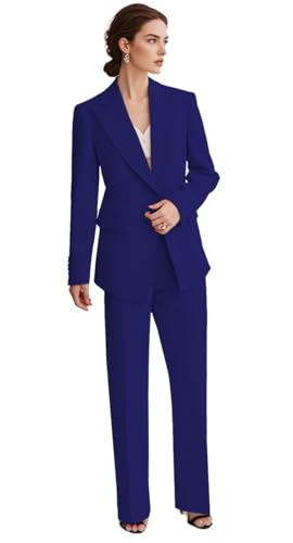 Pantalon à double boutonnage pour femme vêtement professionnel bleu marine M