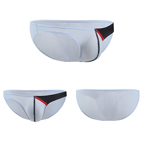 XuBa Men Sexy Low Waist Underwear Soft Breathable Briefs Ultrathin Short Pants Light blue M European size (2.1-2.4 feet)