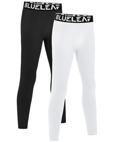 Blueleaf Boys Compression Leggings Youth Athletic Tights Basketball Pants Quick Dry Sports Base Layer for Football Baseball