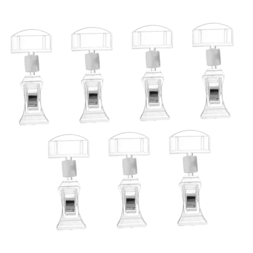 SEWACC 7 piezas Soporte de Etiquetas Acrílico para Precios con Clip Giratorio Doble Pinza para Señalización y Exhibición Tienda y Supermercado