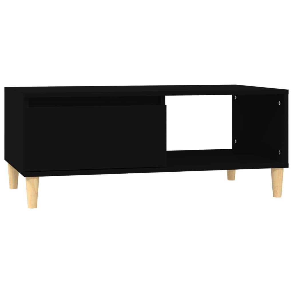 Mesa de Centro Madera contrachapada Negro Mesa de Centro Nórdica con Cajón y Almacenamiento para Salón 90x50x36,5 cm