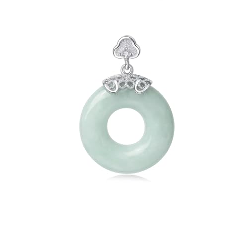 Real Natural Light Green Jade Donut Pendant Necklace for Women Genuine Type A Jadeite Circle Round Jewelry