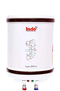 Indo Delux Storage Water Heater with Vertical Steel Tank Body (10 Litre, Ivory), Wall Mounting