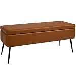 Leather Storage Ottoman Bench, End of Bed Bench with Steel Legs - Image 5