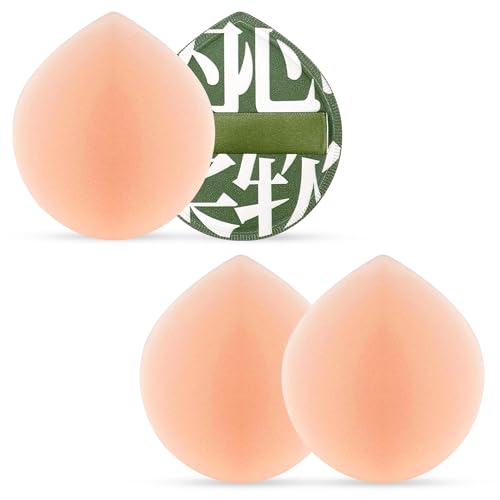 Image of GLUN Makeup Powder Puff Pack of 4, Ultra Soft Beauty Blender Sponges, Skin-Friendly Makeup Puff with Travel Storage, Smooth Application for Foundation, Powder & Concealer