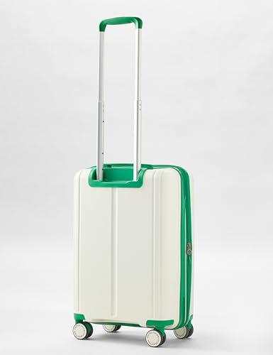Image of United Colors of Benetton Cabin Hard Luggage Emerald Plus - White | Carry-On Trolley Bag with TSA Lock | 360 Spinner Double Wheels | Telescopic Handle | PC Shell Suitcase | 55cm | 50L Capacity