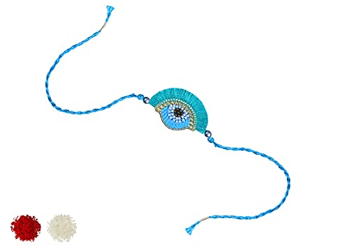 Image of MASQ by Q-One Designer Rakhi Combo Set with Roli Chawal & Moli for Men (Pack of 3) | Embroidered Handcrafted Raksha Bandhan Bracelet for Brother