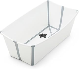 Banheira flexível branca com plug térmico Stokke - Banheira dobrável para bebês - Leve, durável e fácil de guardar - Prático para usar em casa ou em viagens - Ideal para recém-nascidos e bebês