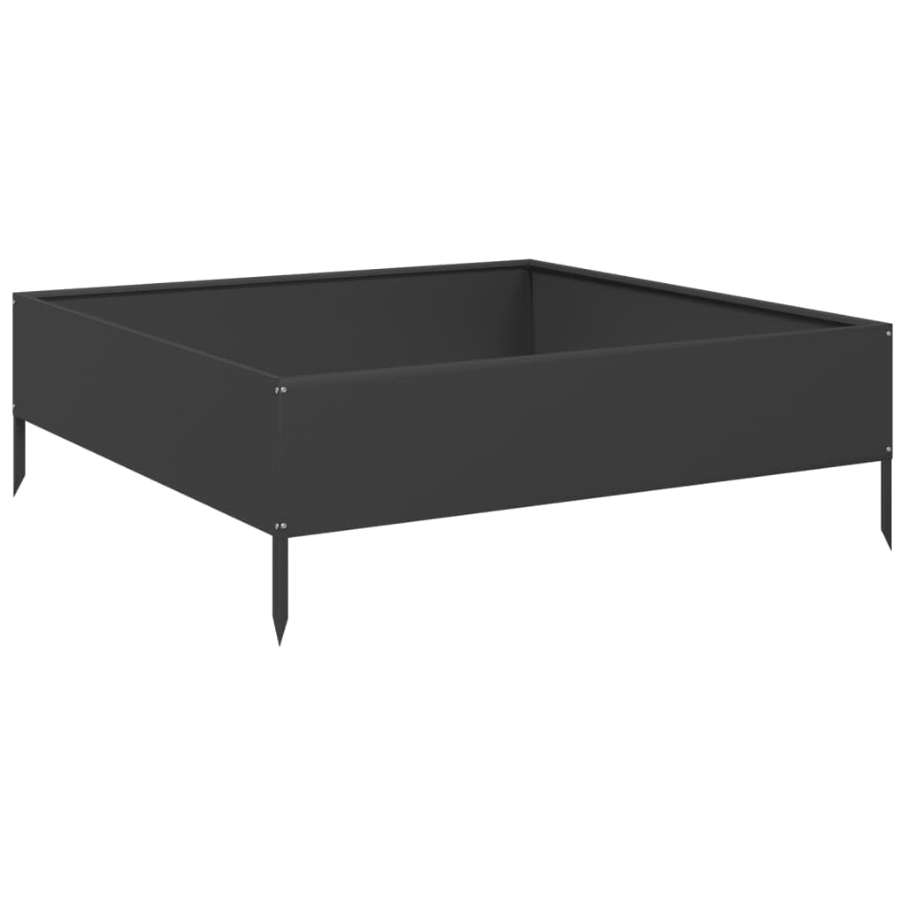 Black Raised Garden Bed 100 x 100 x 33,5 cm stalowy pojemnik na rośliny z otwartą podstawą na zioła, kwiaty, sukulenty, kaktusy i warzywa, nadaje się do ogrodu, patio, balcony i podwórka