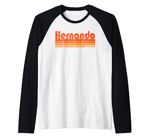 Hernando, Florida Retro 80s Style Raglan Baseball Tee