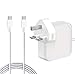 Price comparison product image 61W USB-C Power Adapter, Compatible with Mac book Pro 11''&13 Inch 2016 2017 2018 2019 and Smartphones&Tablets with USB C and Type C Ports, with 2M C-USB-C Charger cables.