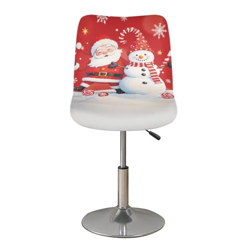 Image of Santa Claus and Snowman 4Pcs Seats Covers for Stools Bar Stool Seat Cover Slipcovers Elastic Washable Chair Cover for Kitchen Island Stools