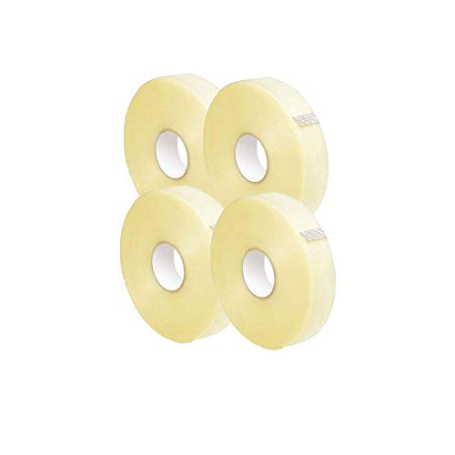 MedicalMartByMail MMBM Machine Dispenser Hybrid Acrylic Tape, 3 Inch x 1000 Yards, 4 Pack, Yellow Transparent, 2.0 Mil, 3 Inch Core, Packaging Tape for Commercial Refill, Shipping
