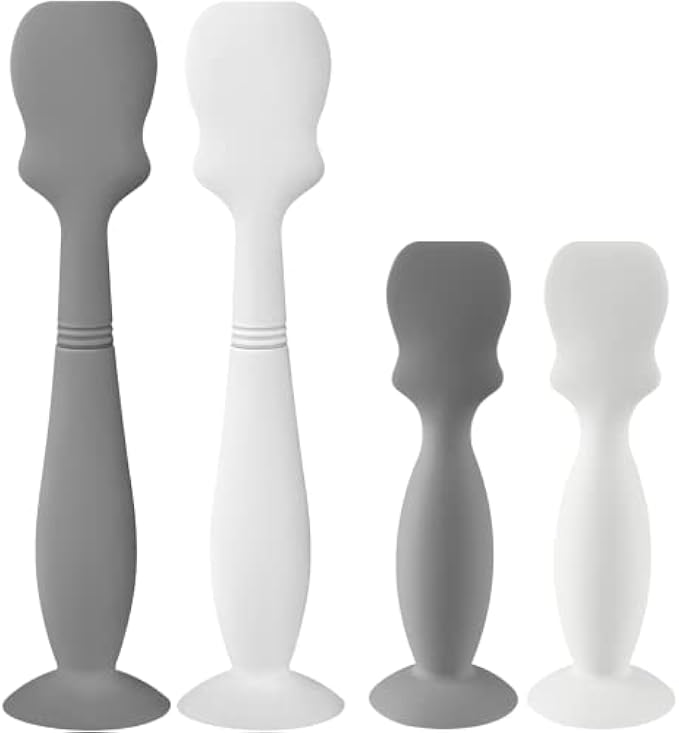 4 Pack Baby Diaper Cream Brush, Diaper Cream Spatula Applicator Silicone Baby Butt Paste Spatula for Babies, Newborn, 2 x Large Size, 2 x Small Size (2 x Gray, 2 x White)