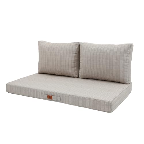 Déco Arts - Coussin Banquette Canapé Salon Jardin Premium 270g 100×50 Beige Noir - Lot 3 (1 Assise + 2 Dossiers) Déhoussable - Coussin Extérieur...