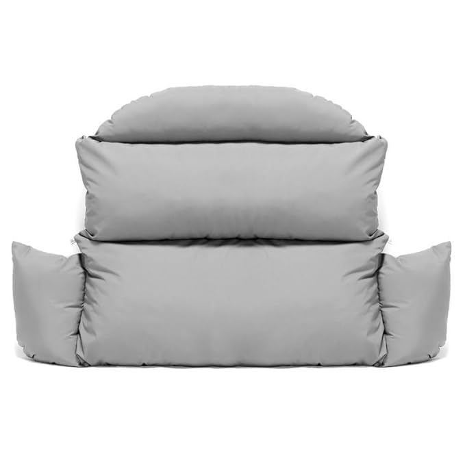 Image of Double Seater Cushion Set - Polyester Fabric Padded Seat for Hanging Egg /Garden Jhula (Light Grey)