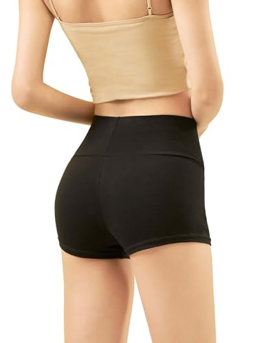 Daydance Black Cotton Teen Girls Dance Shorts for Dance, Yoga, Workout, Volleyball, Gymnastics