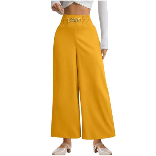 Akklian Business Dress Pants for Women 2025 Smocked High Waisted Wide Leg Trousers Trendy Office Outfits Work Formal Pants