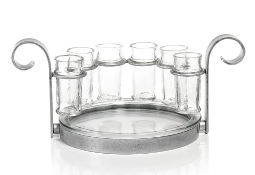 Zodax | Cabo 8 Piece Tequila Serving Set | With 6 Shot Glasses, 1 Metal Stand, 1 Glass Tray |...